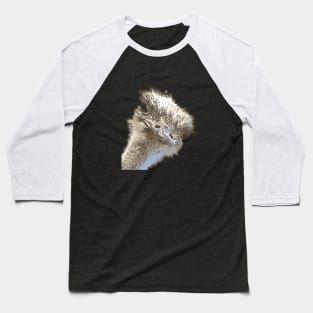 Cute Ostrich Bird Face Black Outline Art Baseball T-Shirt